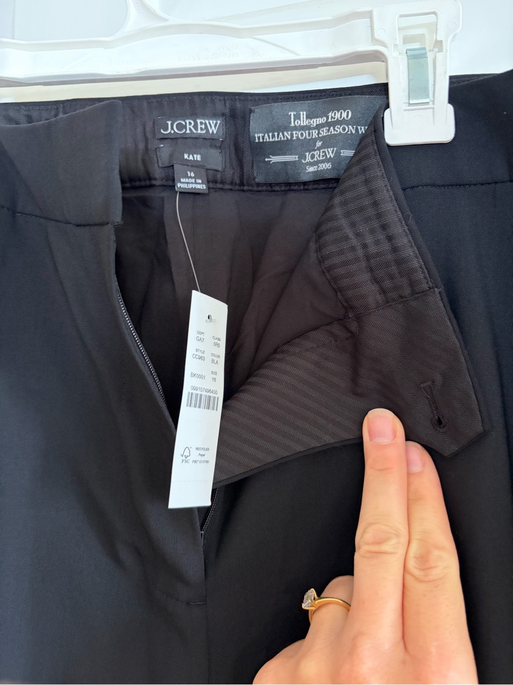J. Crew NWT Women’s Sz 16 Black Wool Pants - Kate Fit High Quality